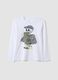 White relaxed-fit T-shirt in pure organic cotton with skeleton print_0