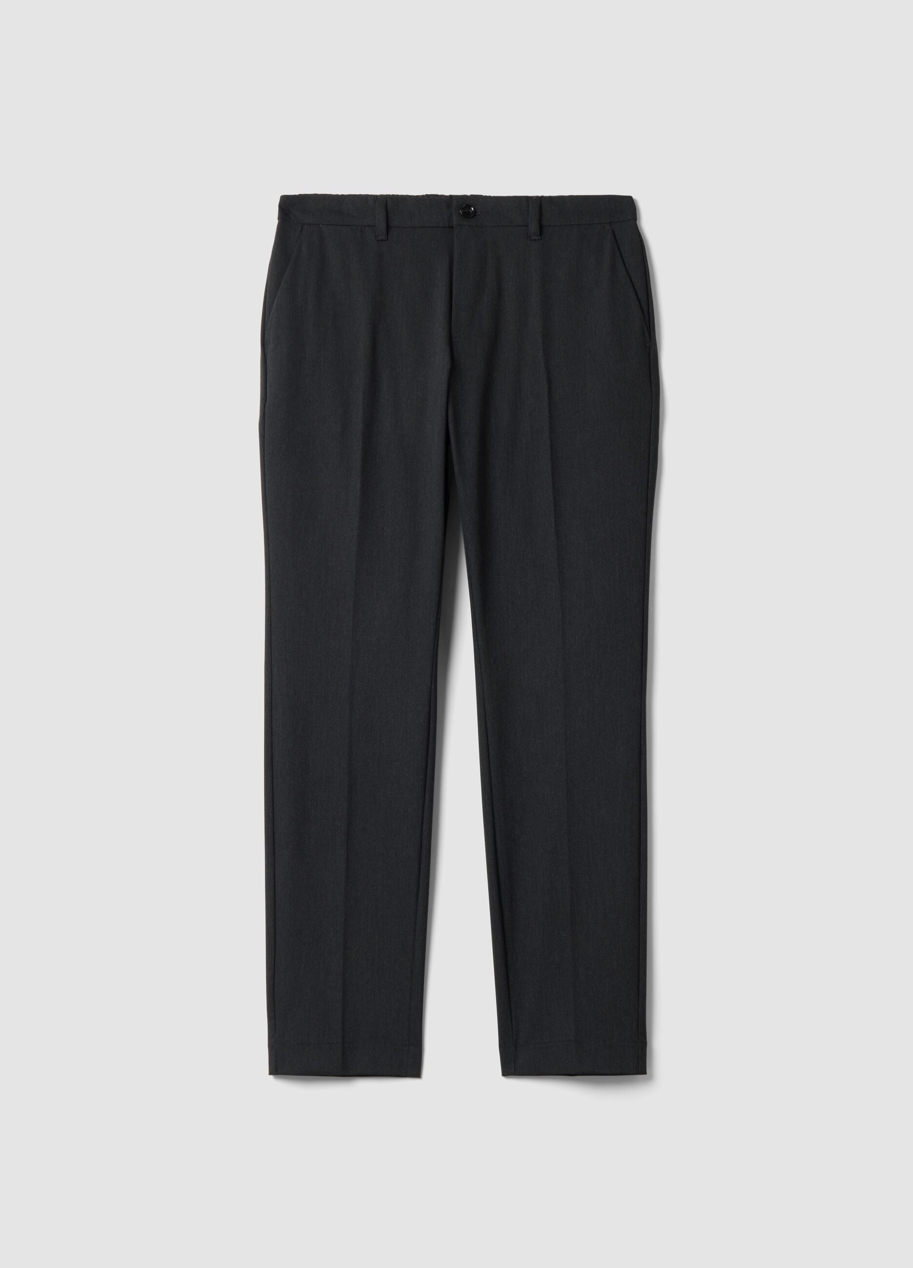 Grey slim-fit stretch viscose twill chino trousers