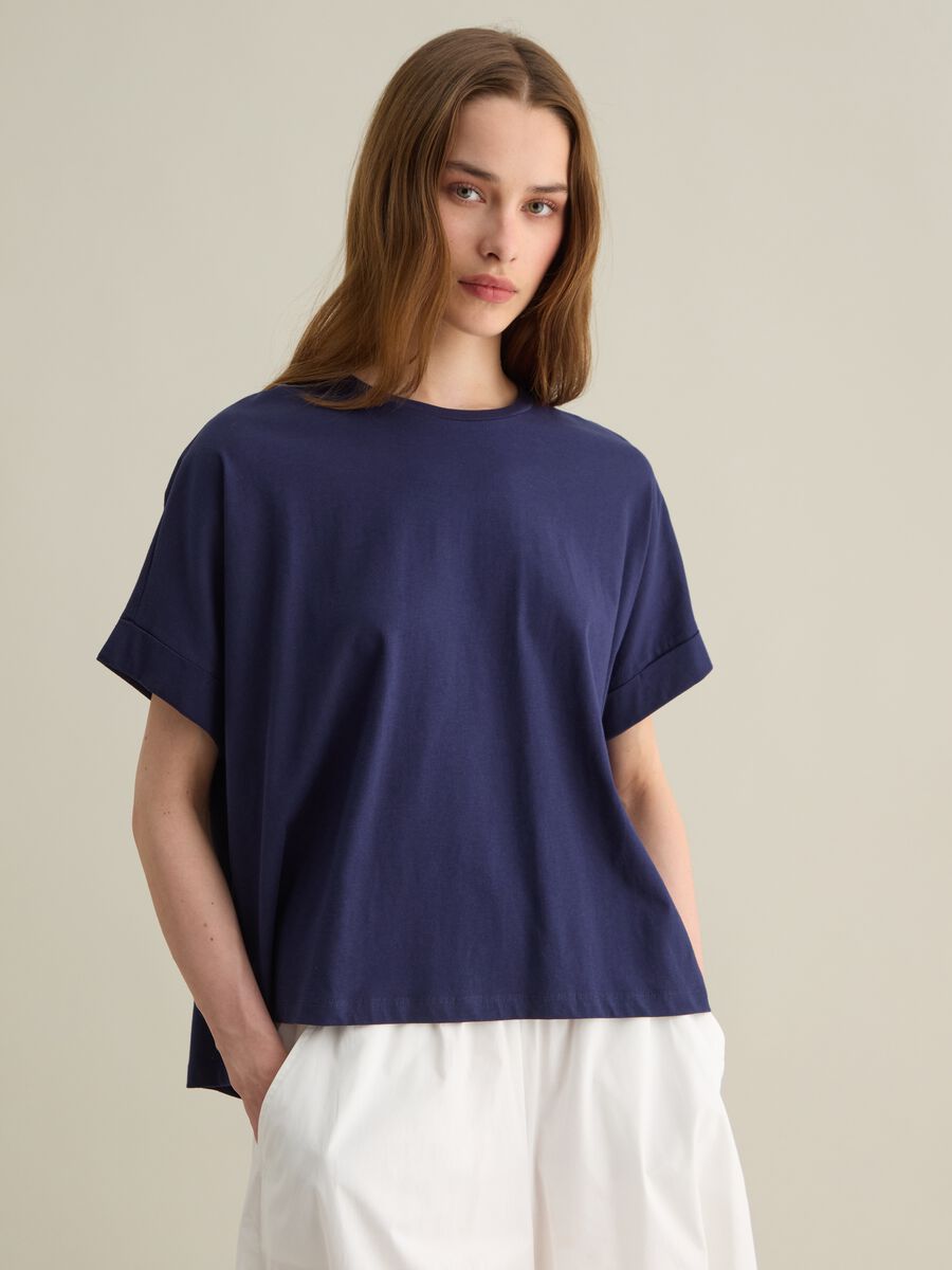 Piombo Blue Cotton T-shirt_0