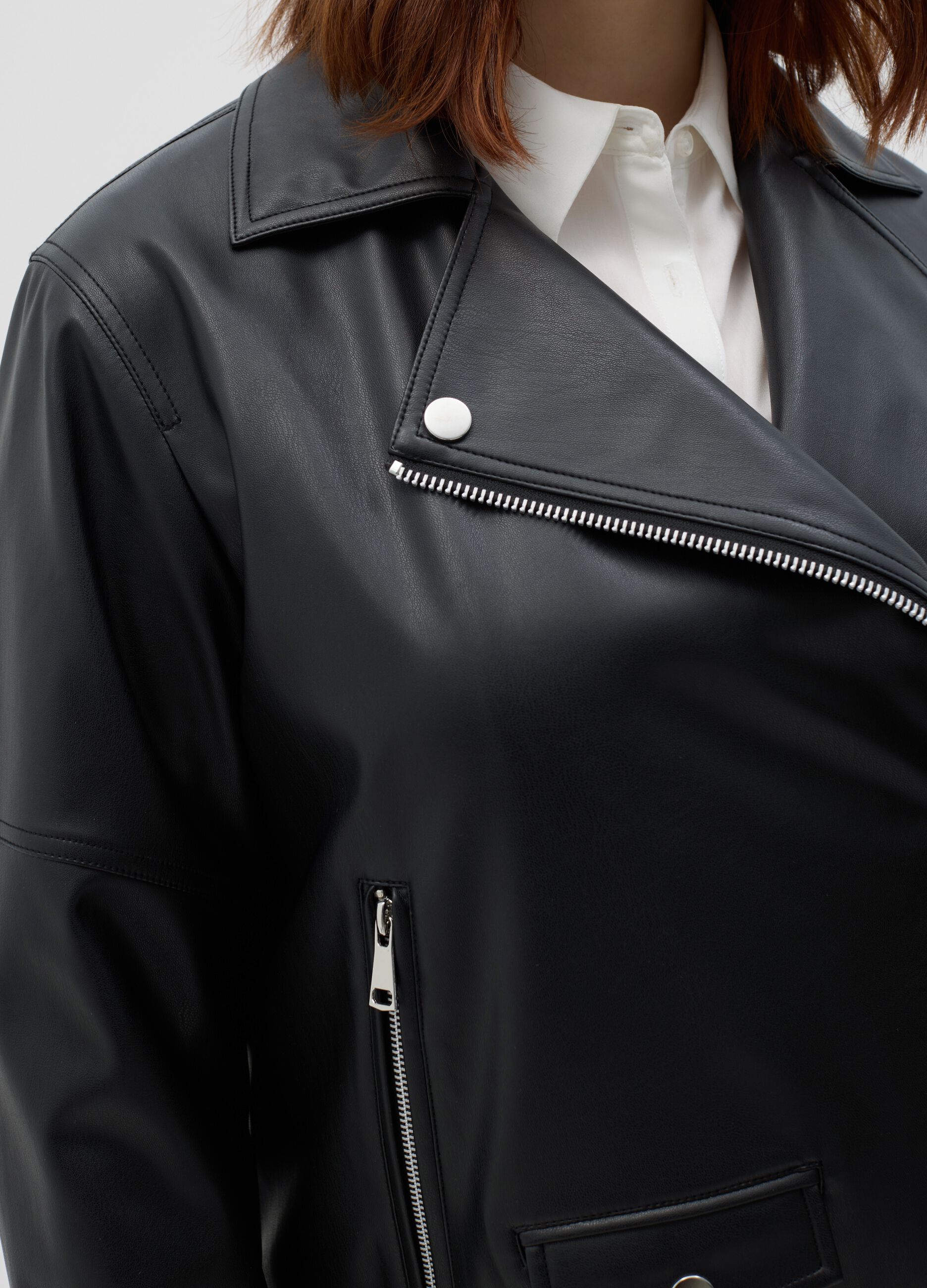 Curvy oversized biker jacket