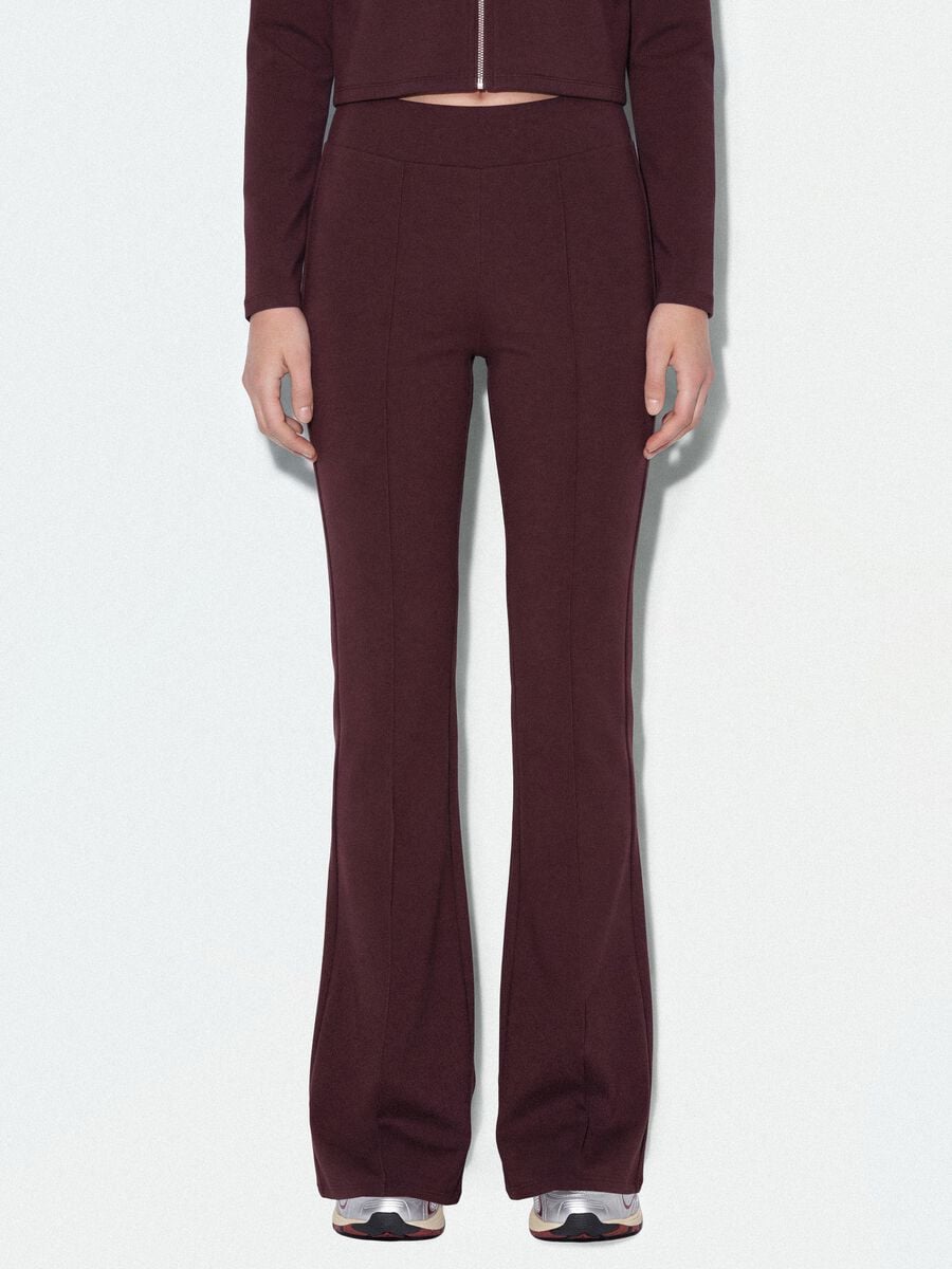 Pantaloni viola flare in modal elasticizzato_1