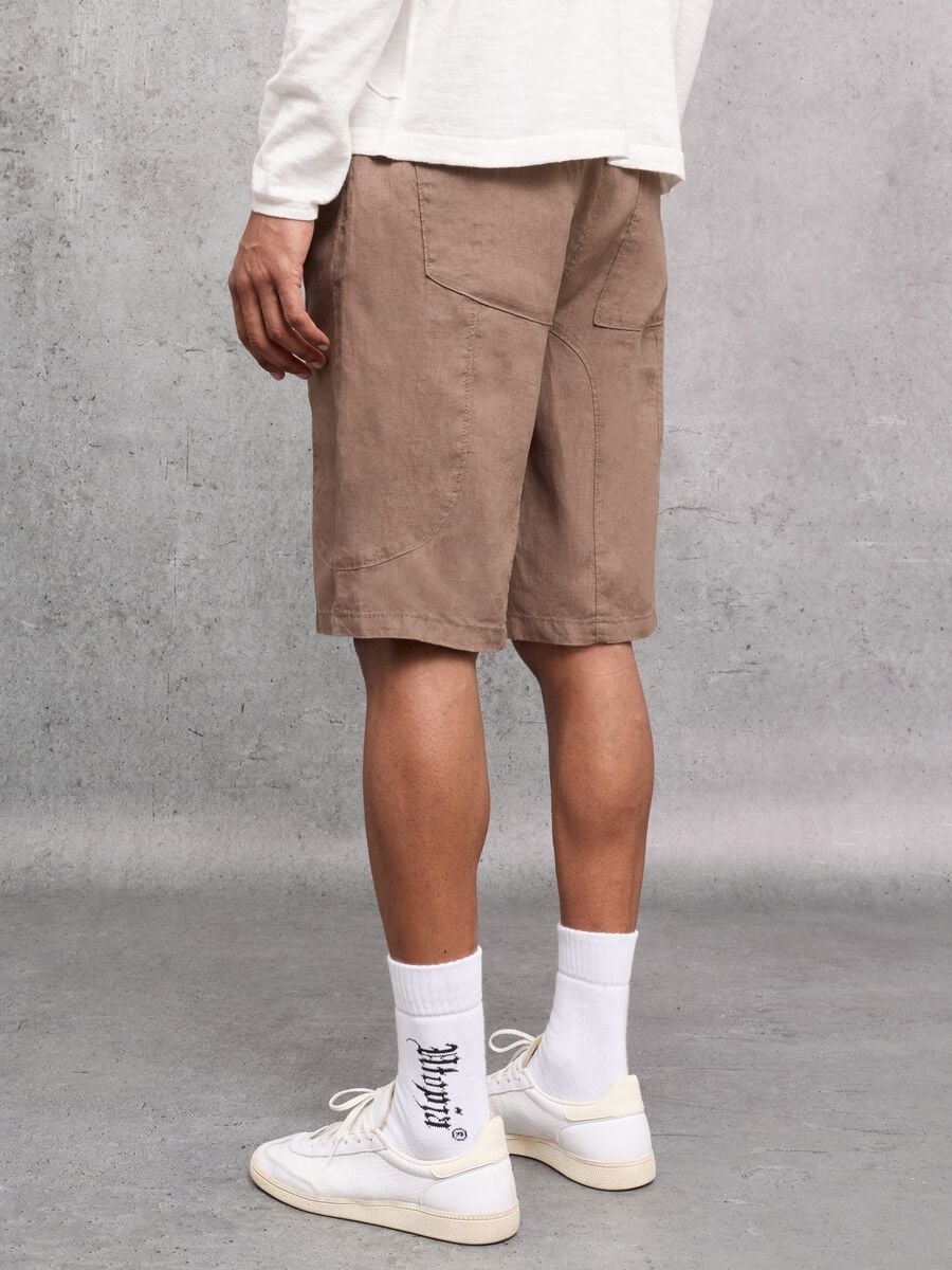 100% Linen Shorts Mocha_2