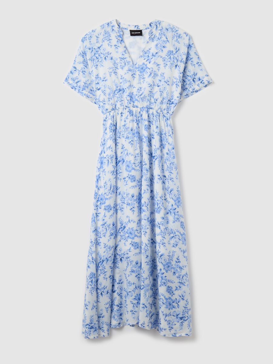 Long floral dress with V neck_4