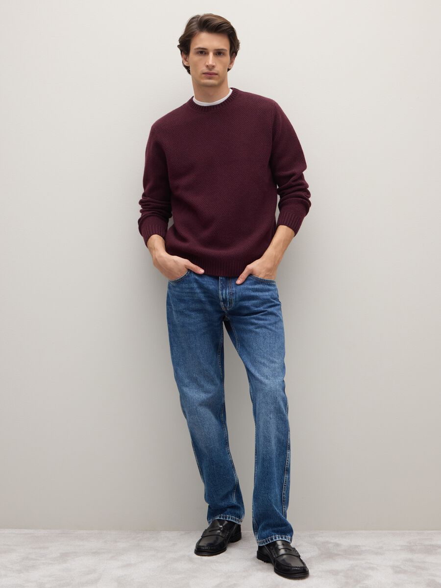 Red Regular Fit Pure Wool Sweater_2