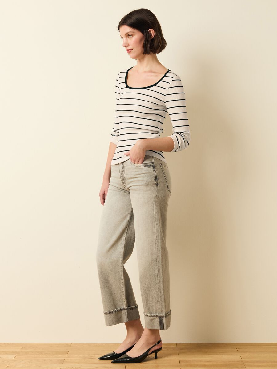 Ribbed T-shirt with striped pattern_2
