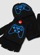 Black convertible gloves with videogame print_1