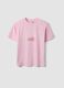 Pink pure cotton T-shirt with slogan print, relaxed fit_4