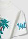 White pure cotton T-shirt with tropical print_2