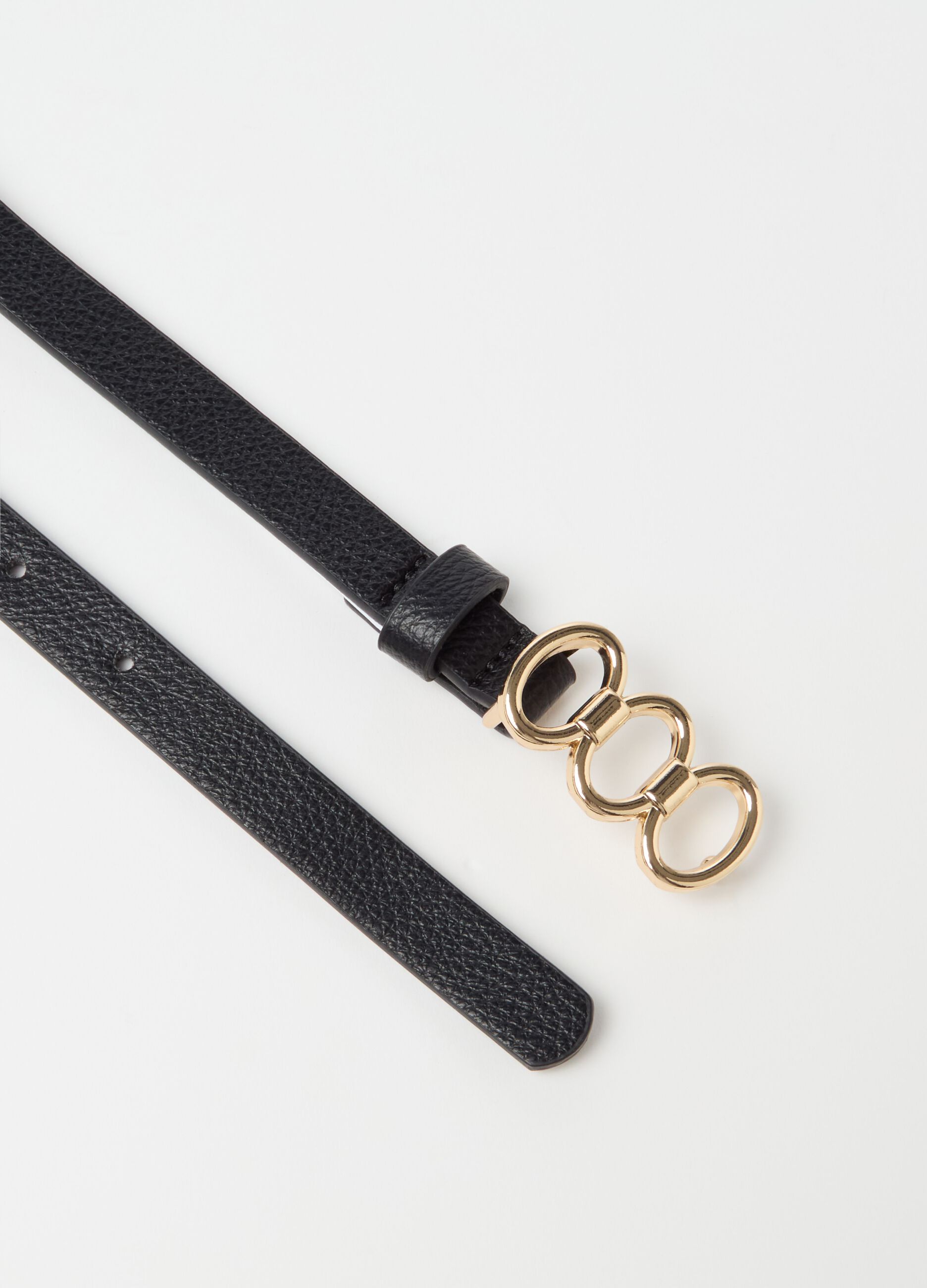 Belt with three-ring buckle