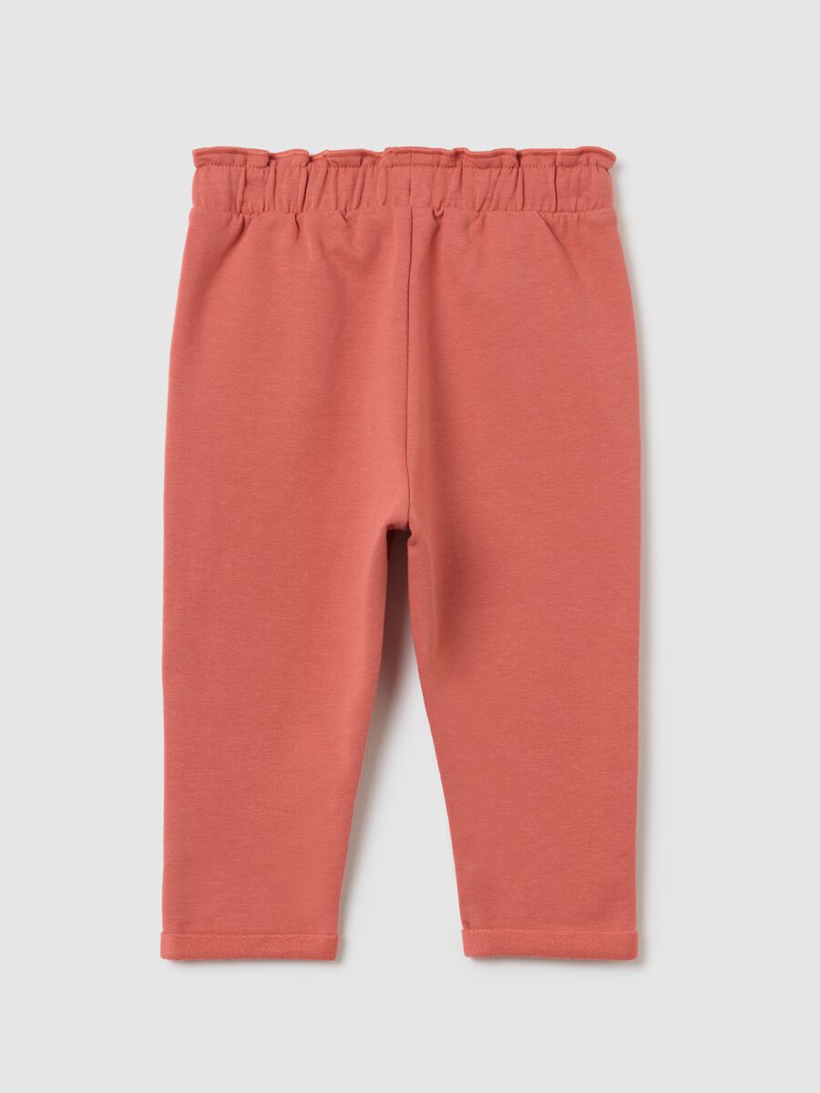 Baby girls' pink stretch cotton trousers regular fit_1