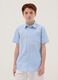 Boys&rsquo; light blue short-sleeve linen-cotton blend shirt, regular fit_1