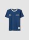 Boys' blue pure cotton T-shirt, relaxed fit with white collar_3