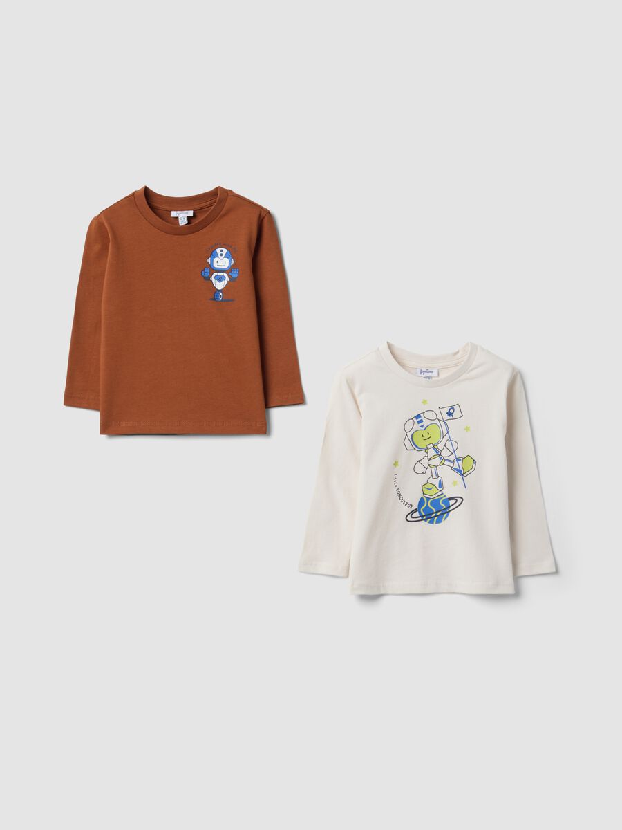 2-pack multicolour pure cotton T-shirts with alien print for boys_0
