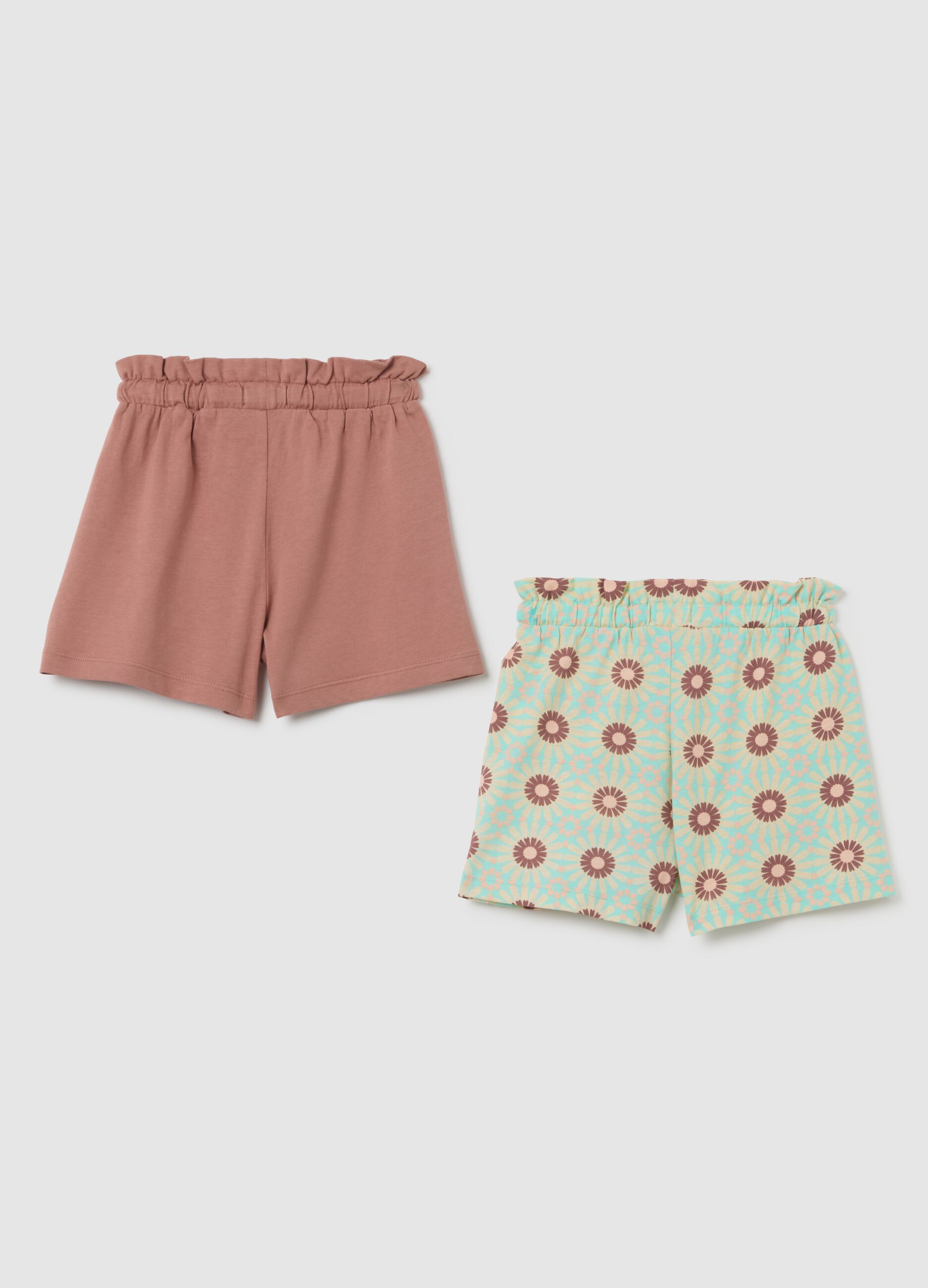 Girl's multicolour regular fit pure cotton shorts set