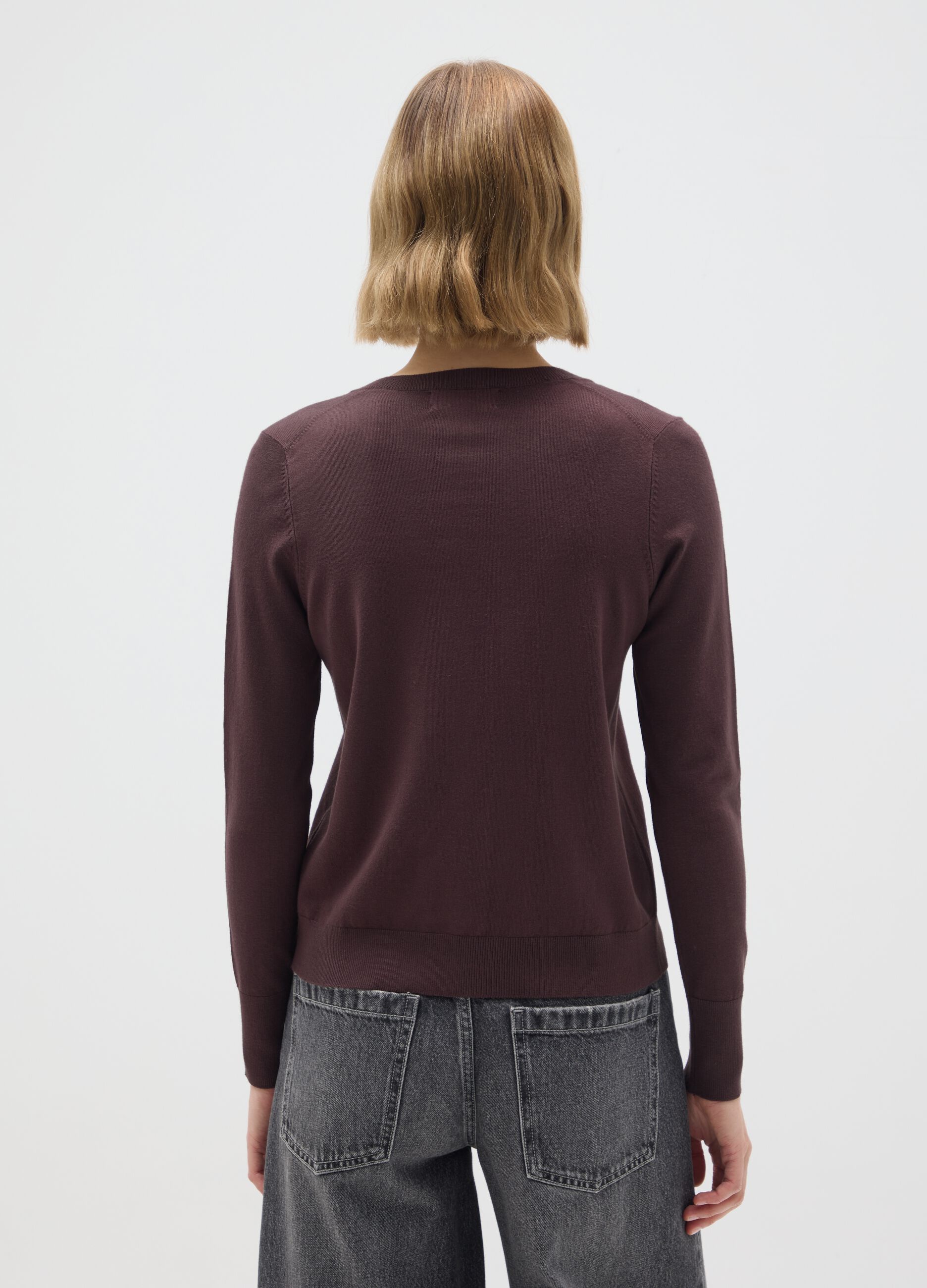 Brown viscose blend cardigan regular fit