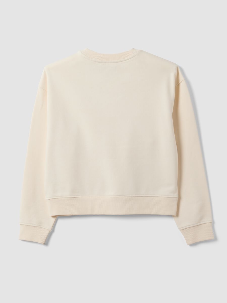 White cotton-blend crew-neck sweatshirt, regular fit_2
