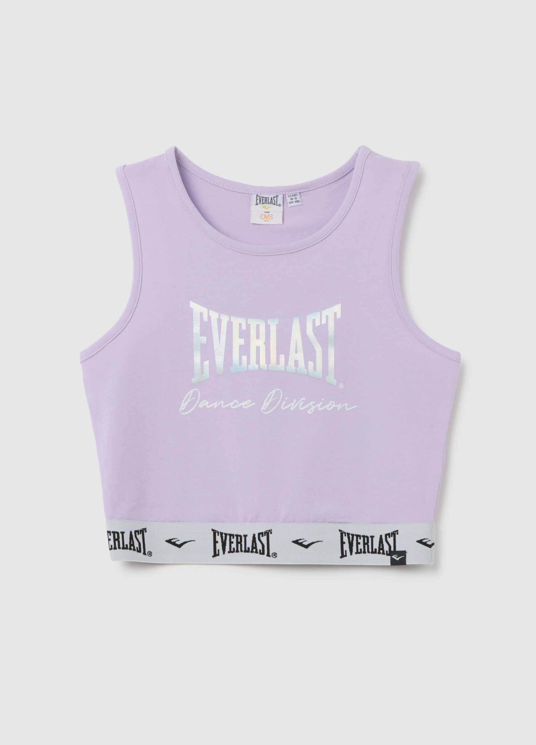 Top cropped da ragazza in cotone elasticizzato viola fitted