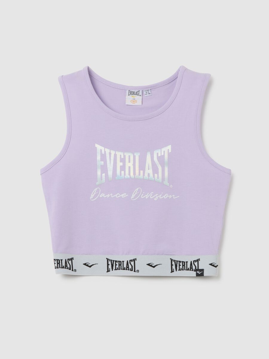 Purple fitted stretch cotton cropped top for girls_3
