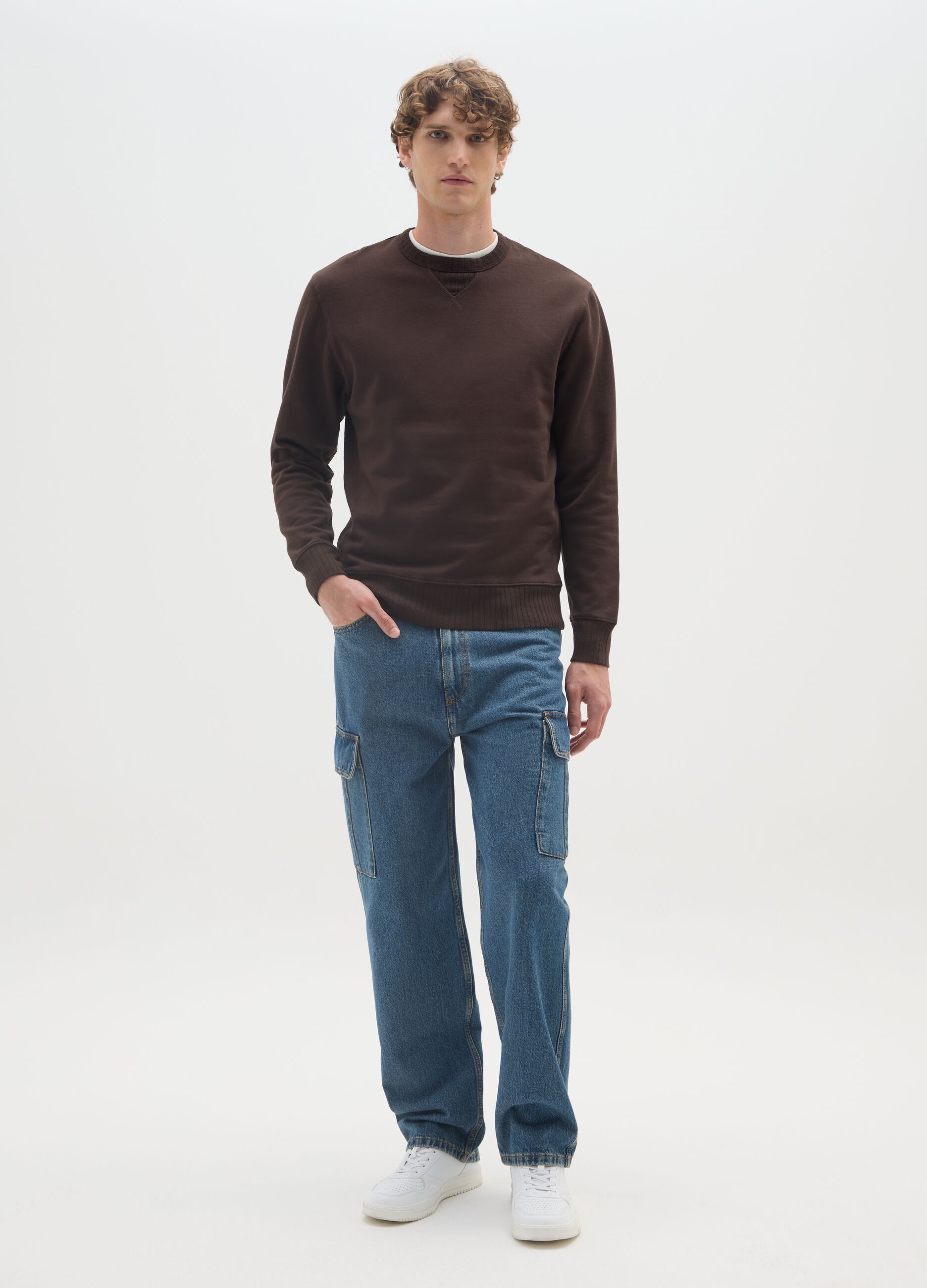 Pure cotton brown regular fit sweater
