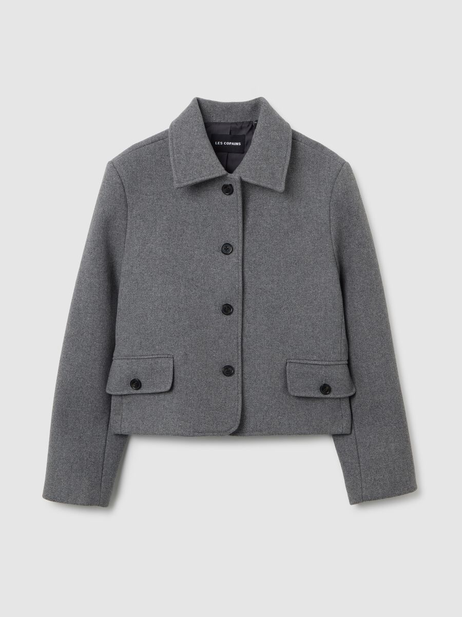 Grey tweed blazer with regular fit_4