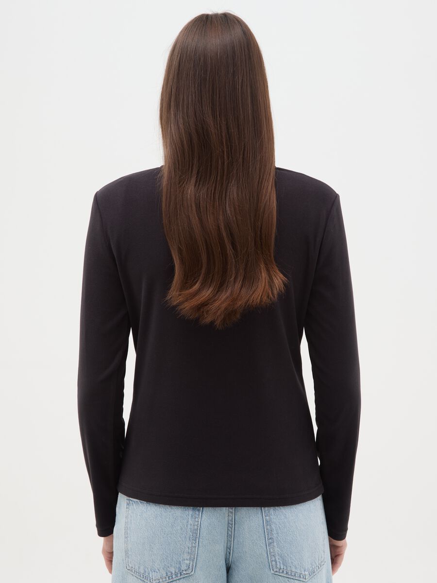 Pile a collo alto nero con mezza zip regular fit_2