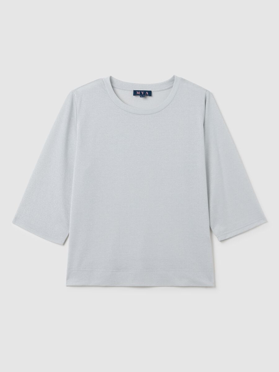 Grey stretch fabric regular fit t-shirt_4