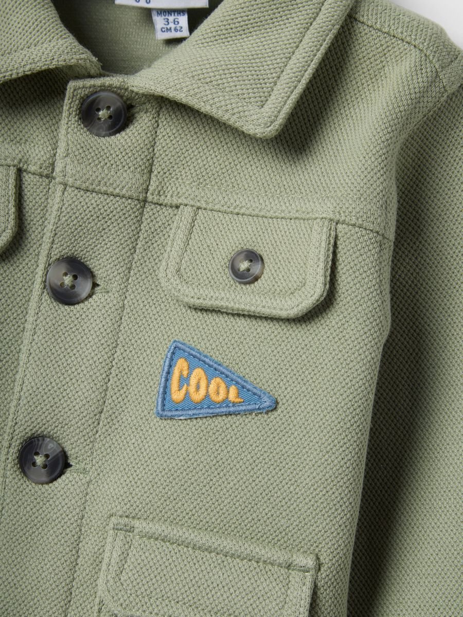 Organic Cotton Blend Green Baby Jacket Regular Fit with Patch_2