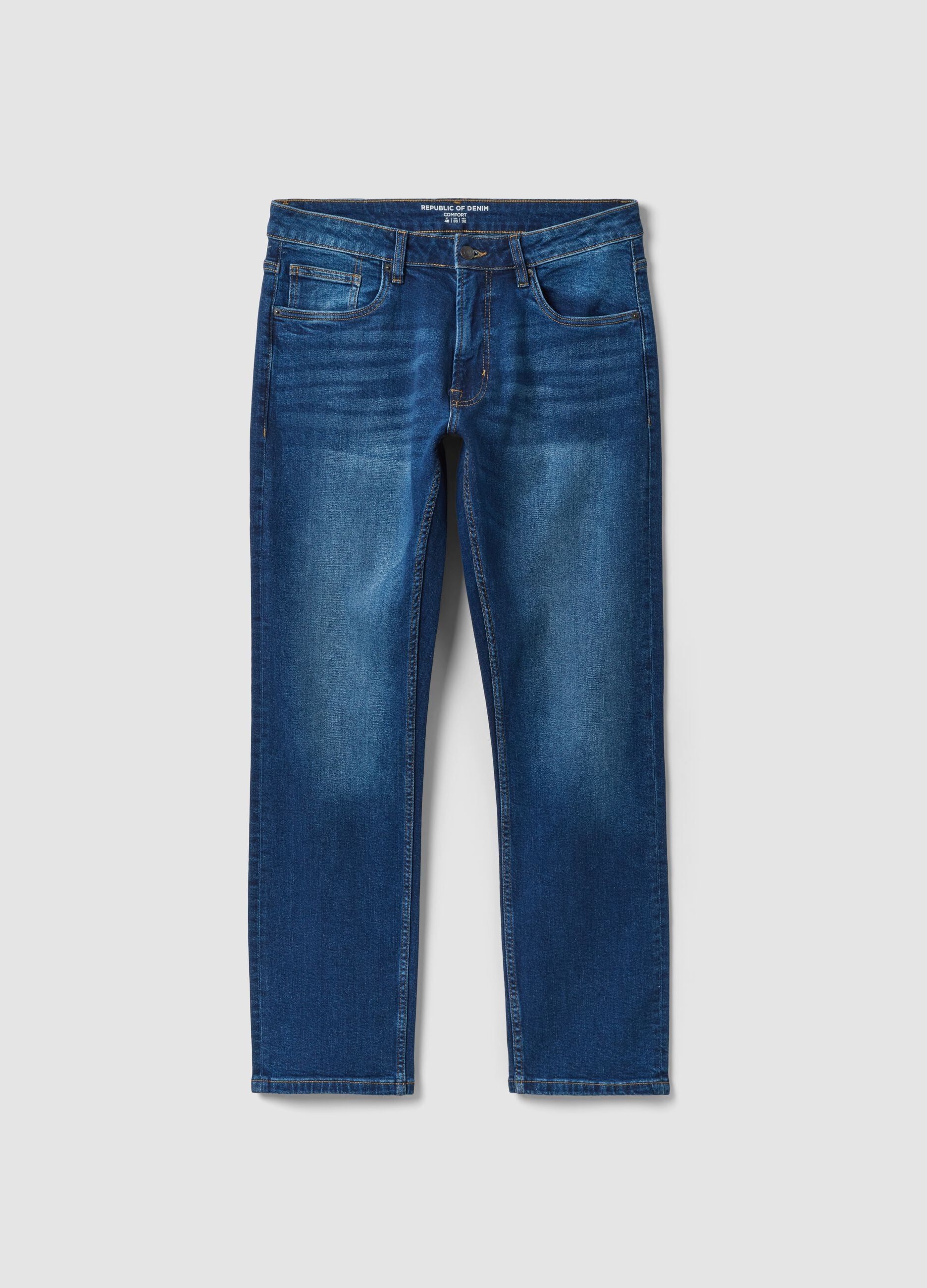Blue comfort-fit stretch cotton jeans
