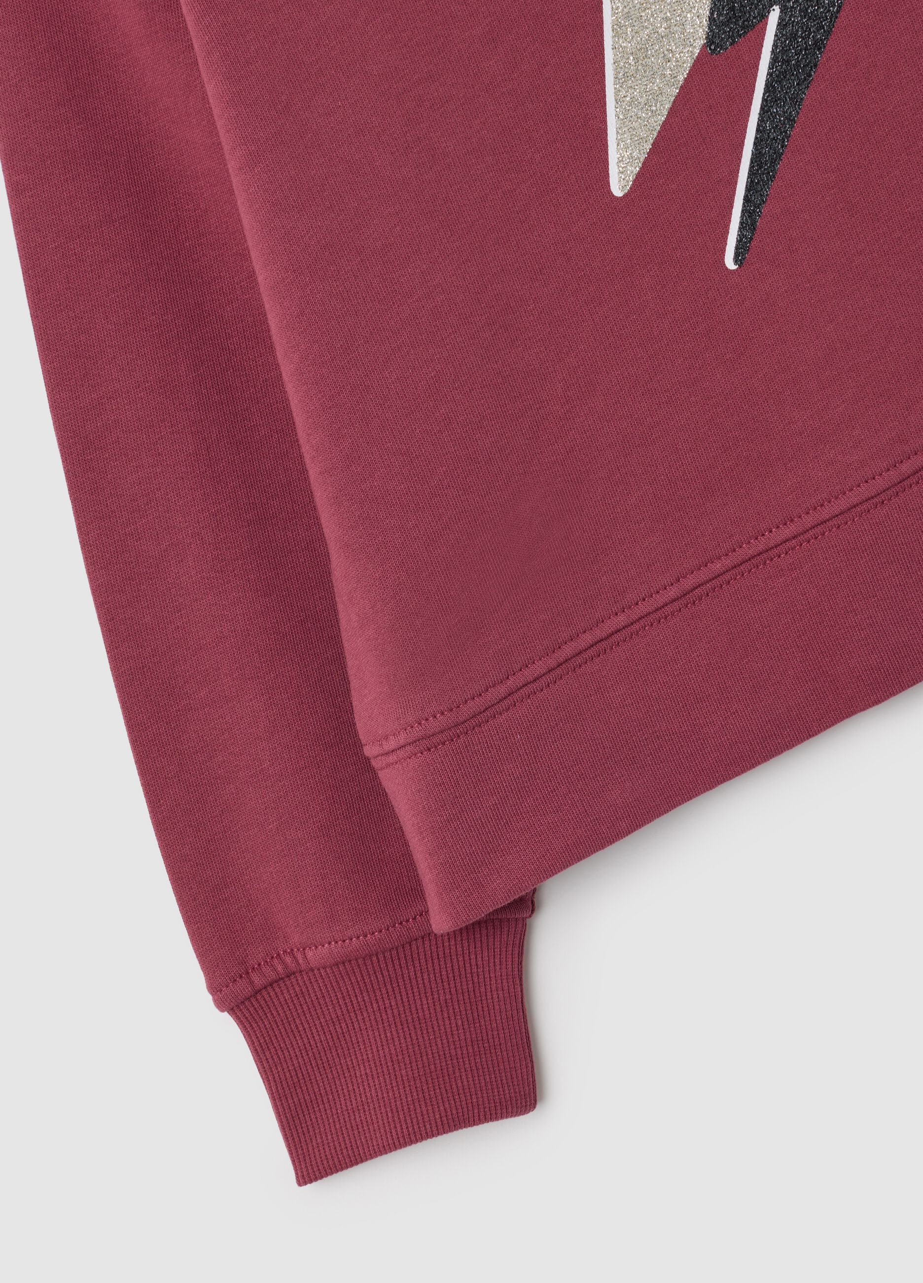 Felpa da bambina in puro cotone rossa regular fit