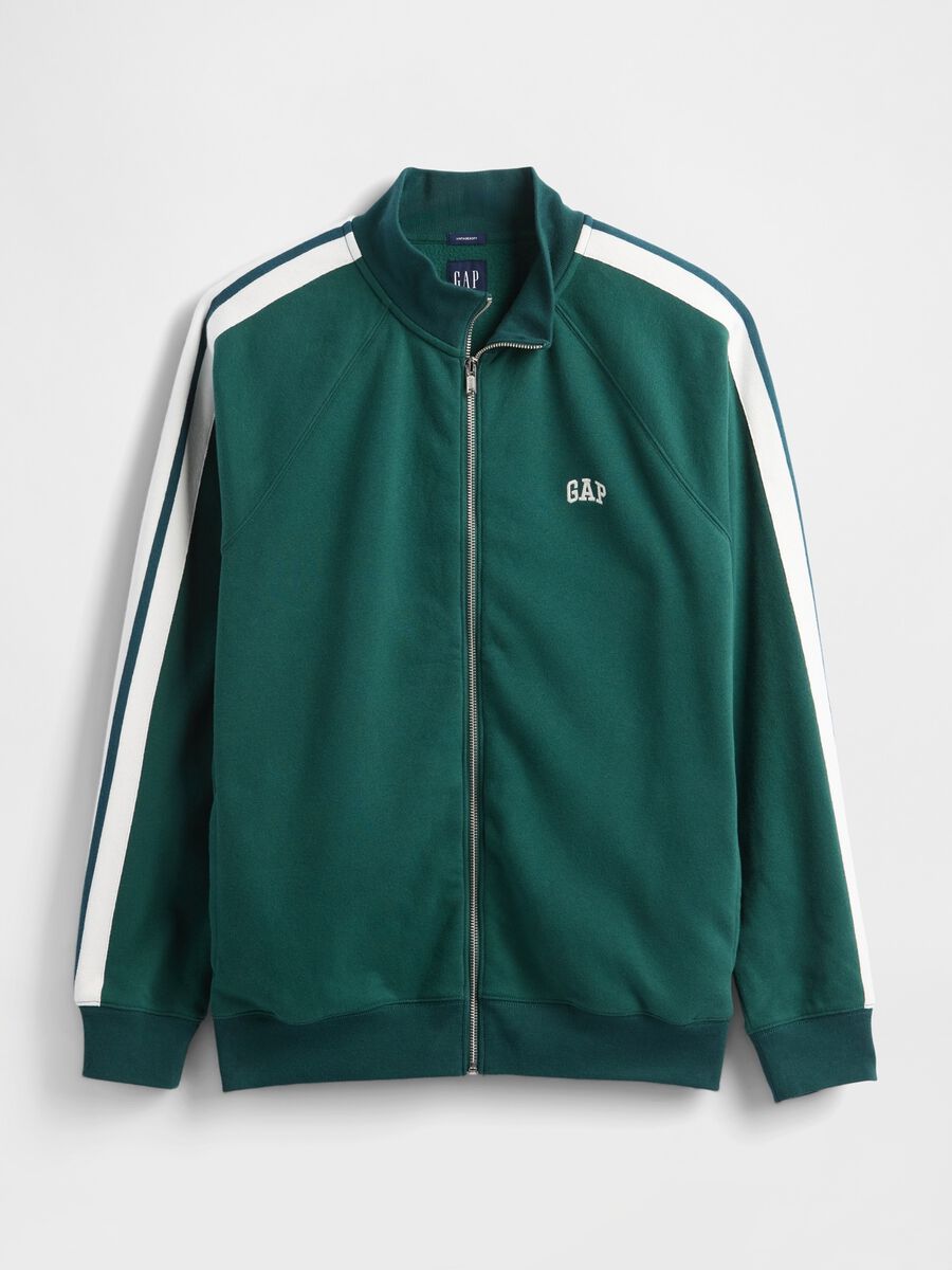 Felpa verde con zip integrale_4