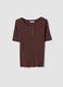 Brown regular fit viscose blend T-shirt with bows_4