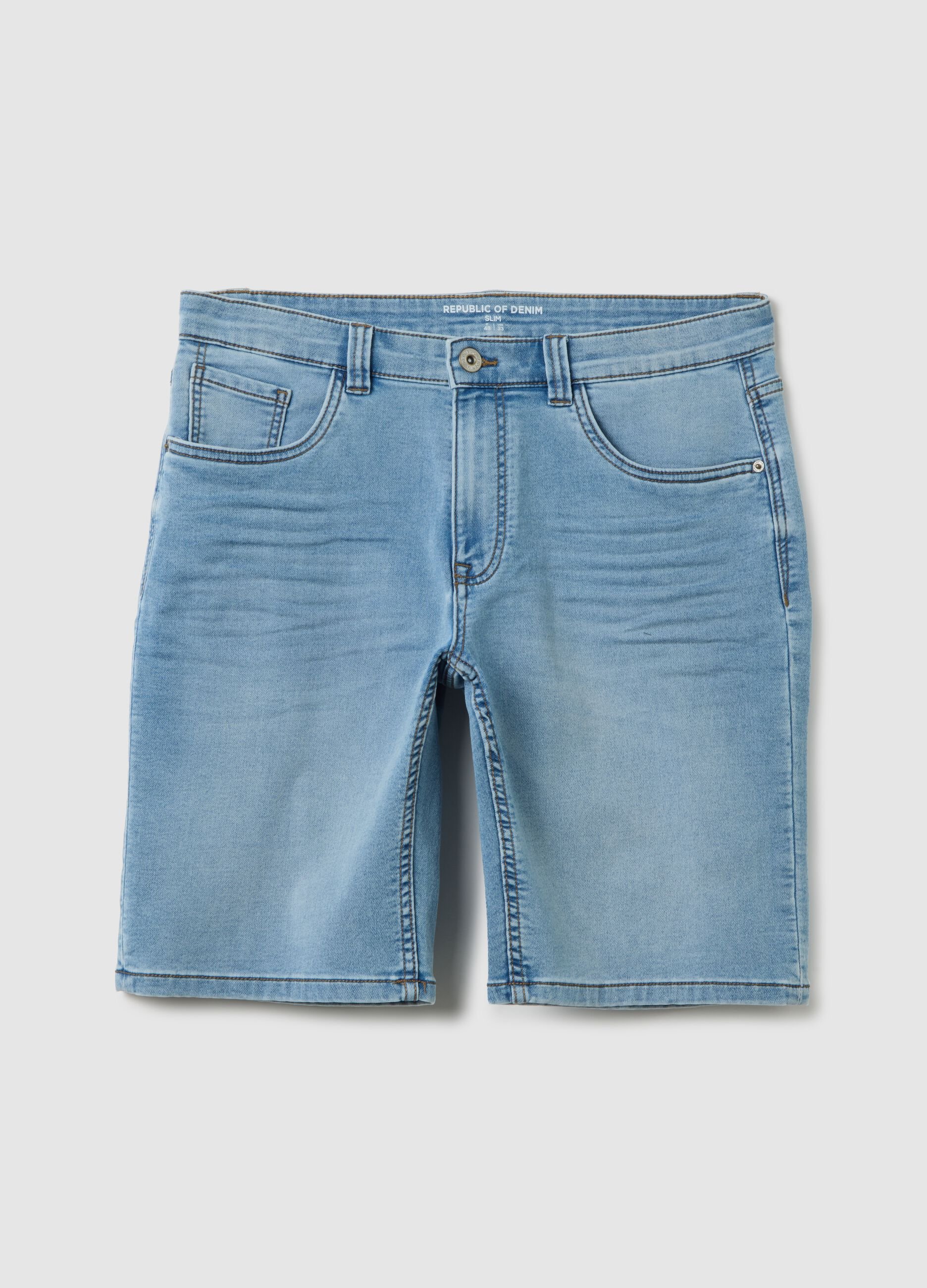 Men's Slim Fit Light Blue Denim Shorts