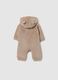 Beige fleece baby onesie with hood_1
