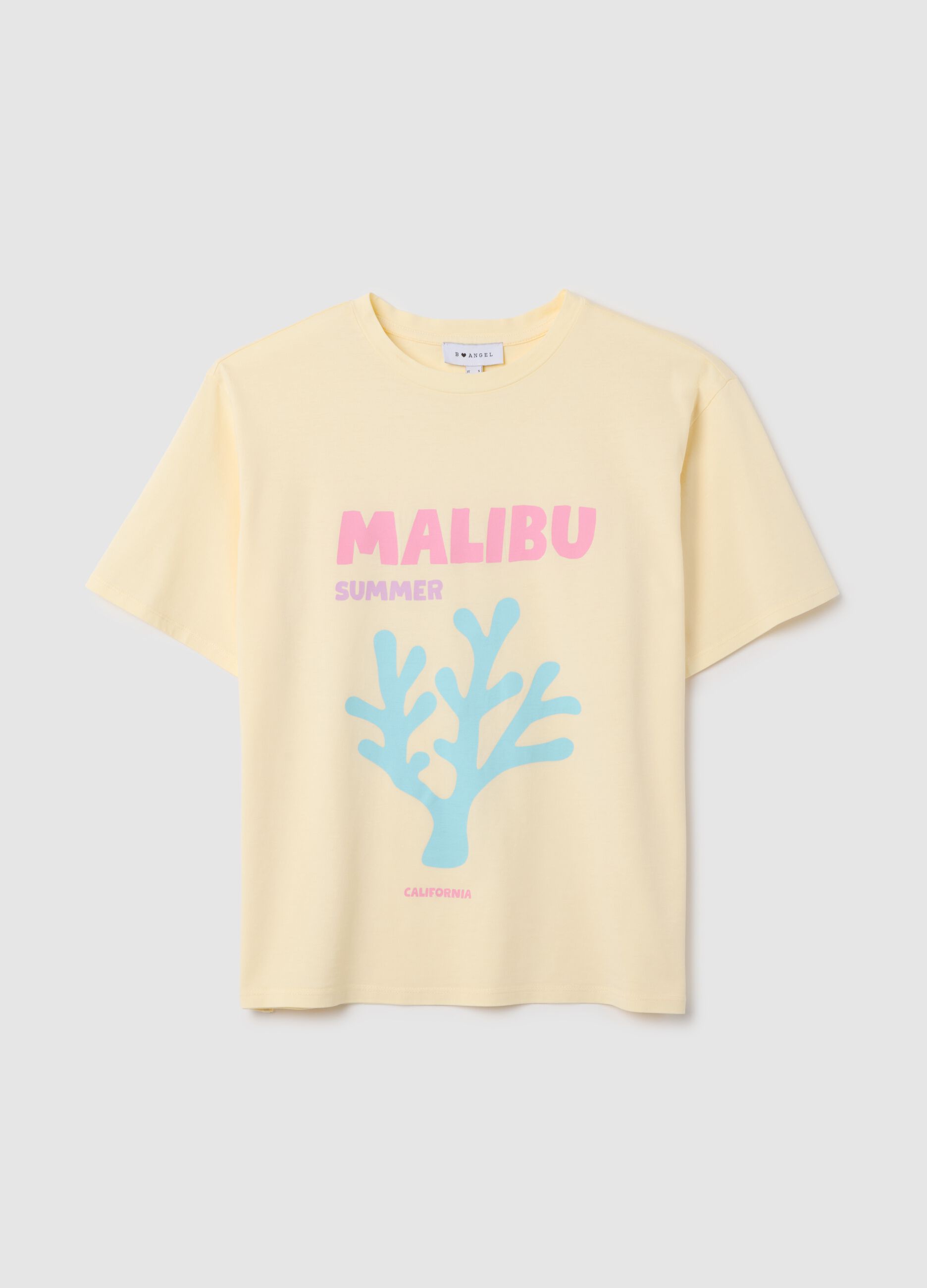 Women's yellow pure cotton T-shirt, relaxed fit