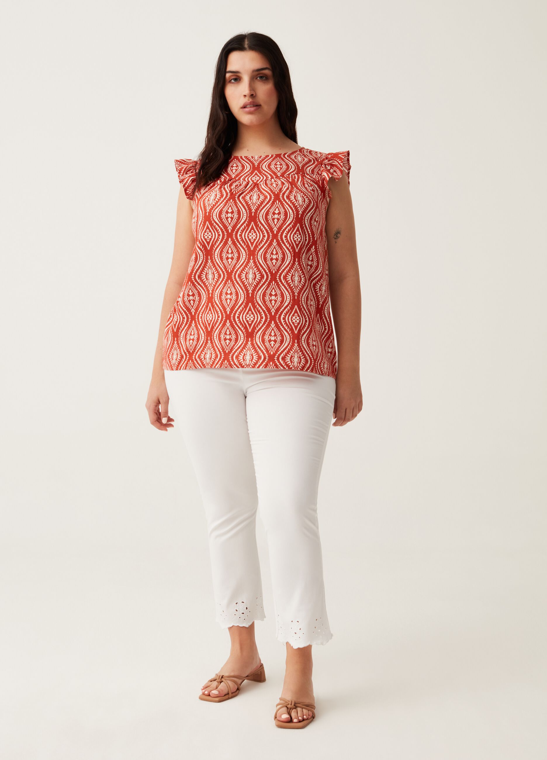 Pantaloni cropped con ricamo Curvy MYA_0