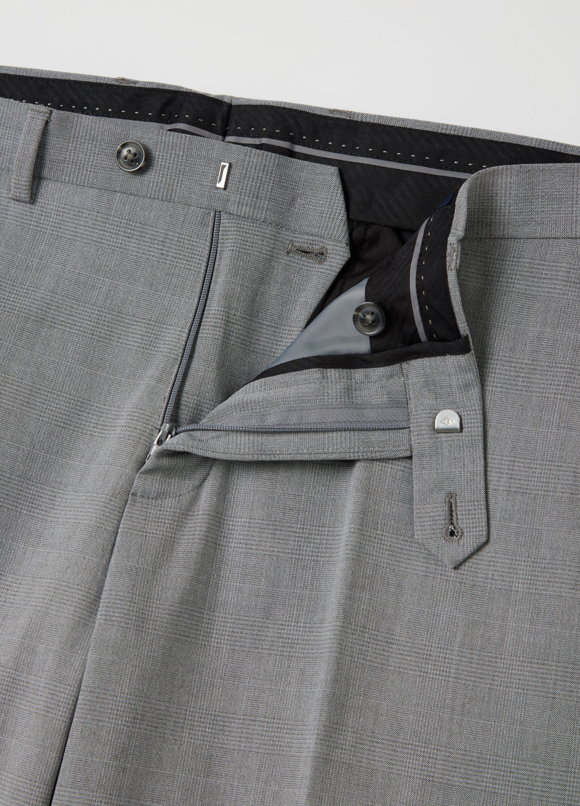 Slim-fit tailored trousers in Prince of Wales