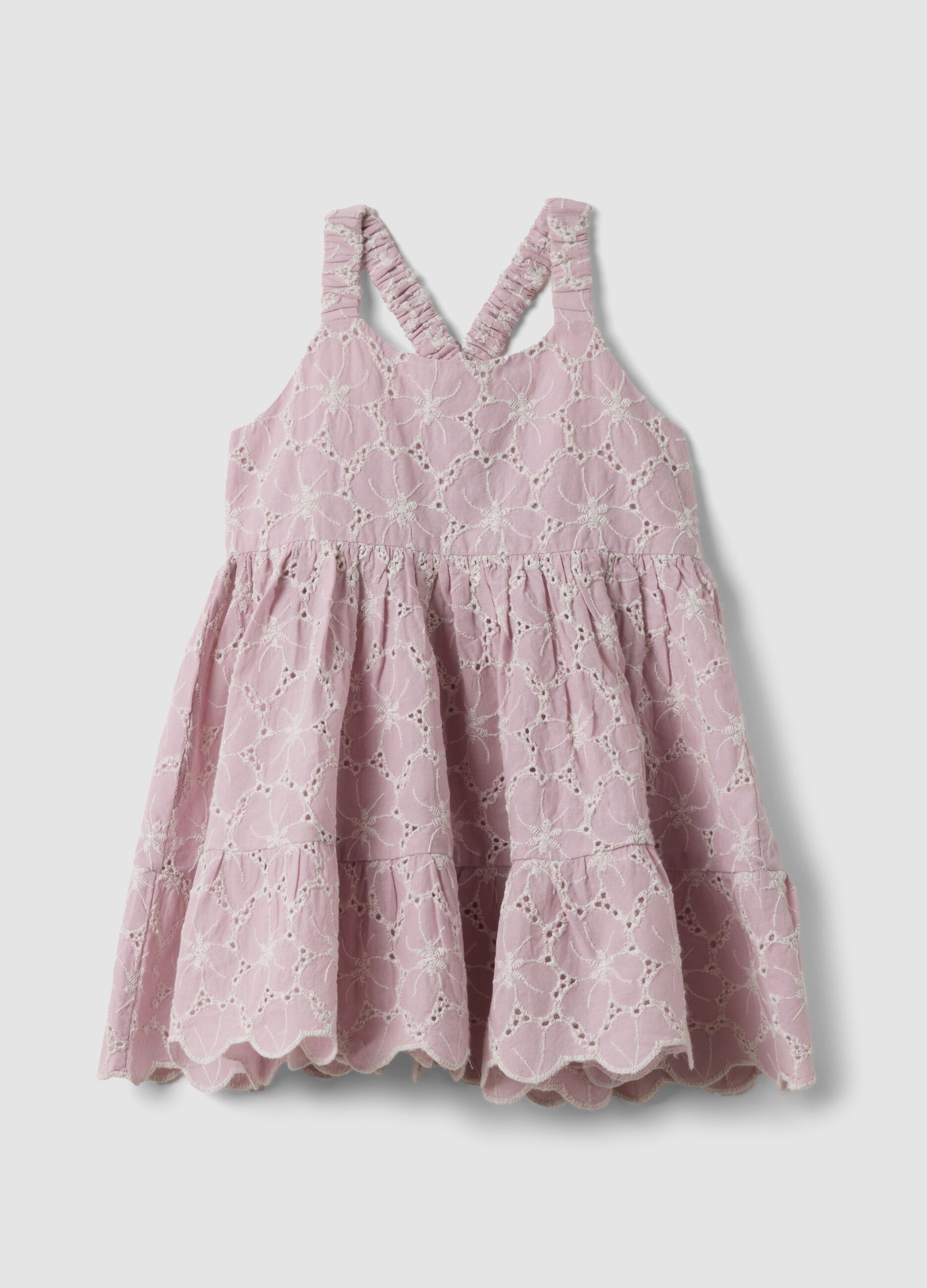 Pink pure cotton broderie anglaise dress