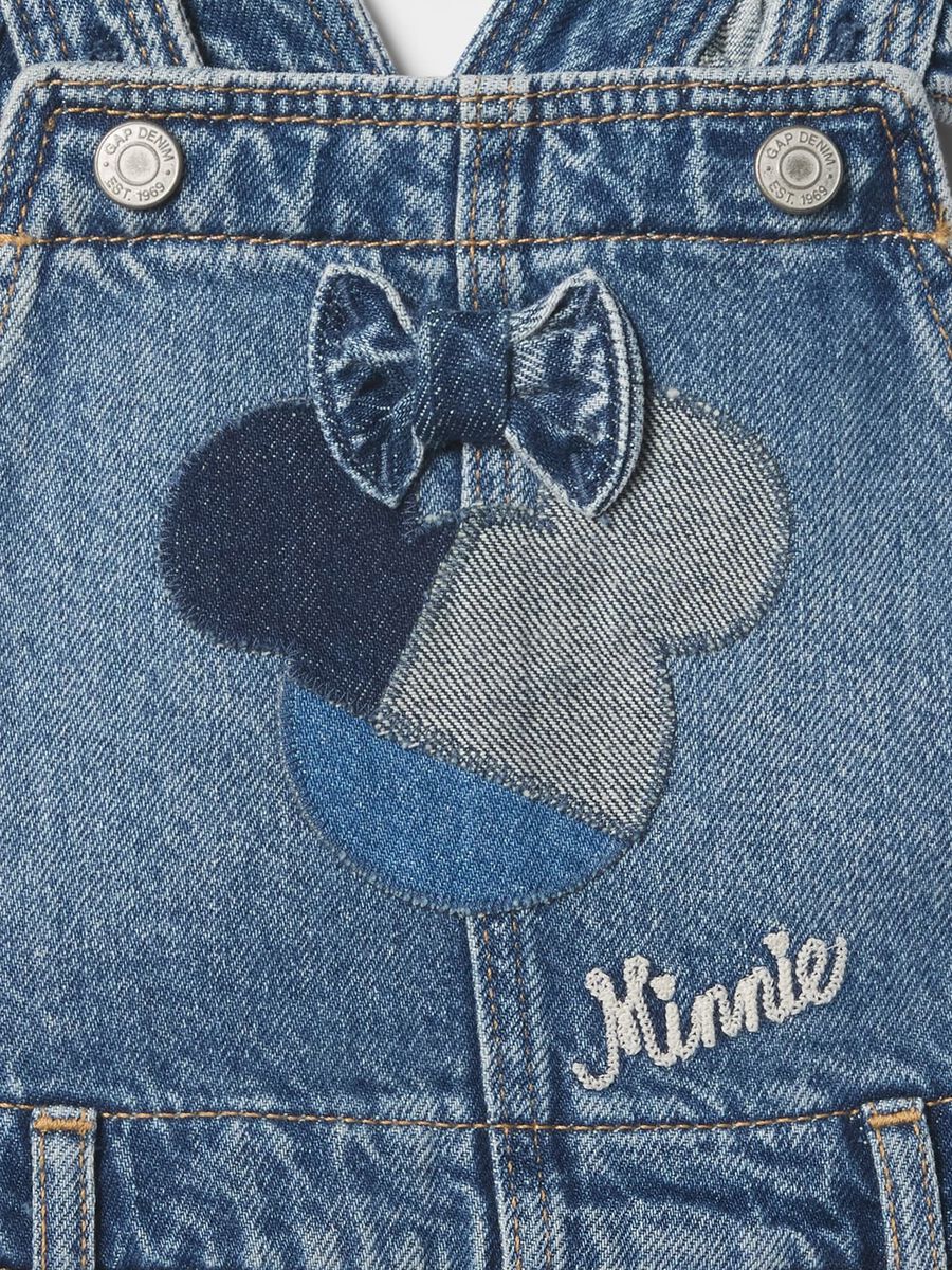 Short Denim Overalls with Minnie Embroidery_2