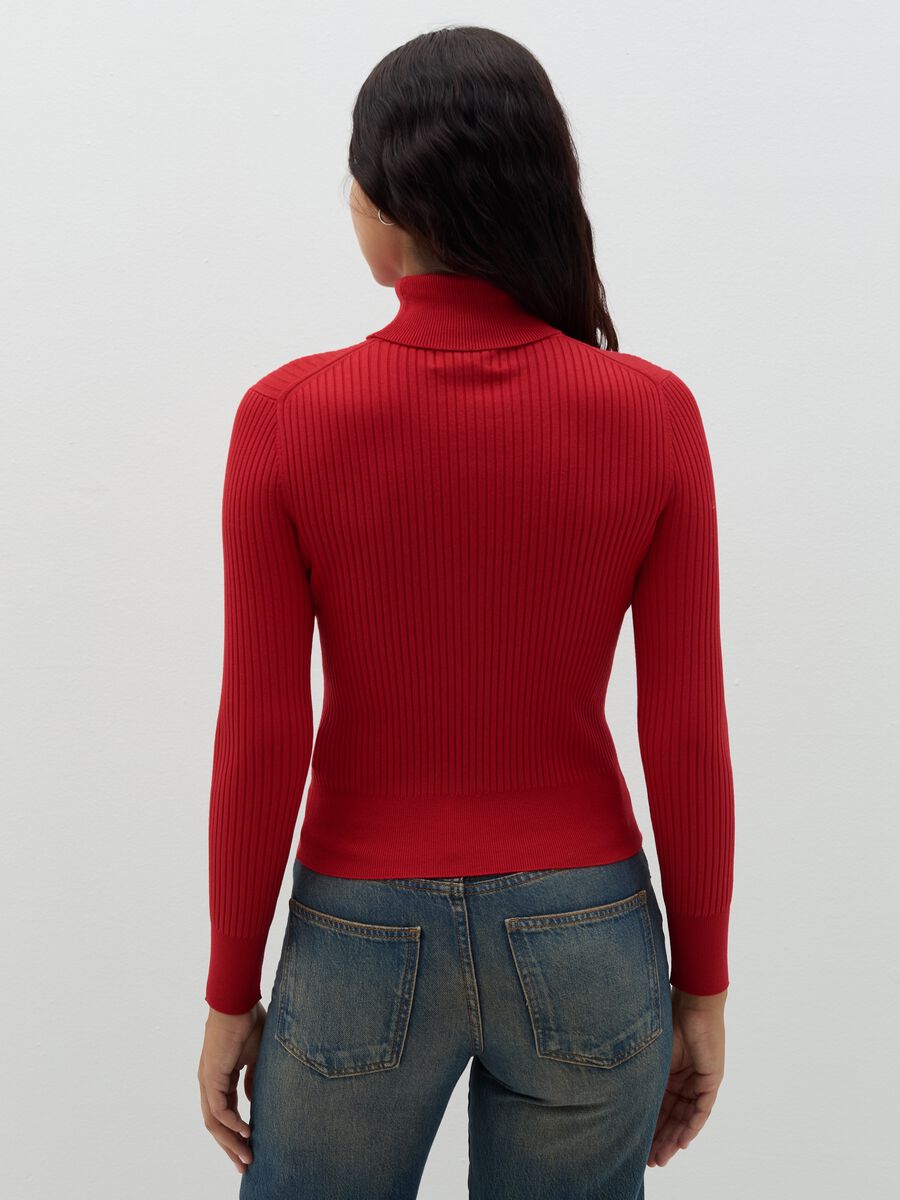 Pullover with ribbed design and high neck_2