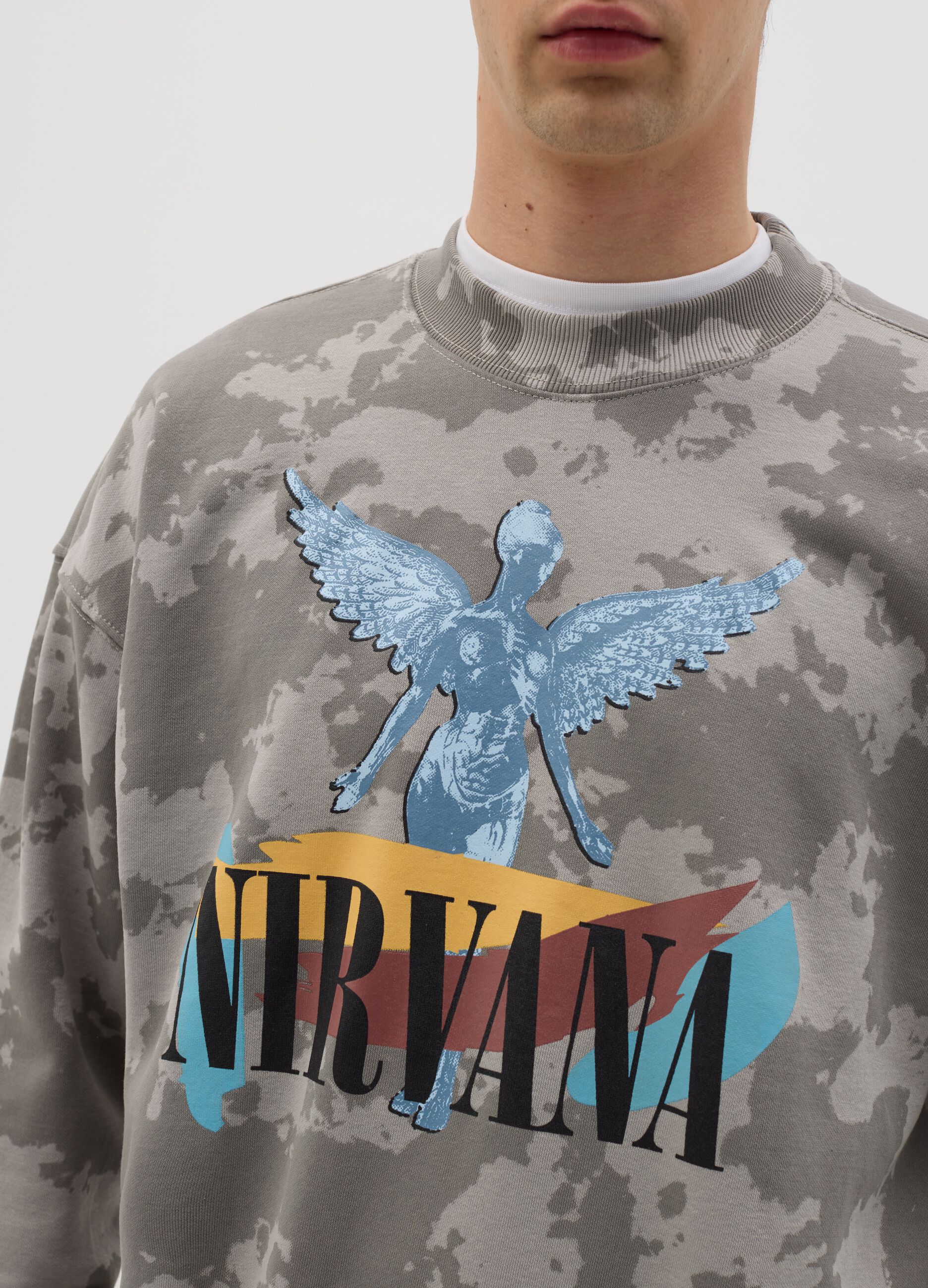 Camouflage sweatshirt with Nirvana print