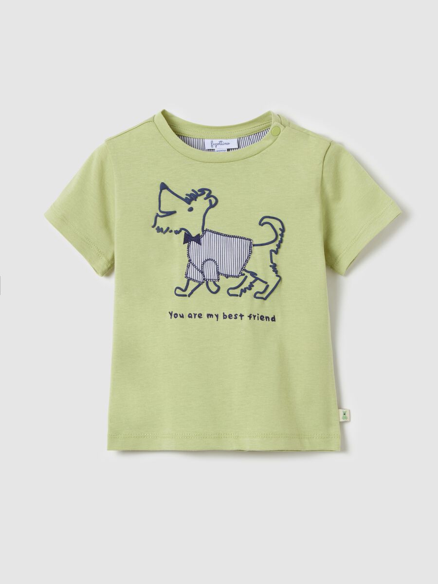 Cotton T-shirt with elegant puppy print_0