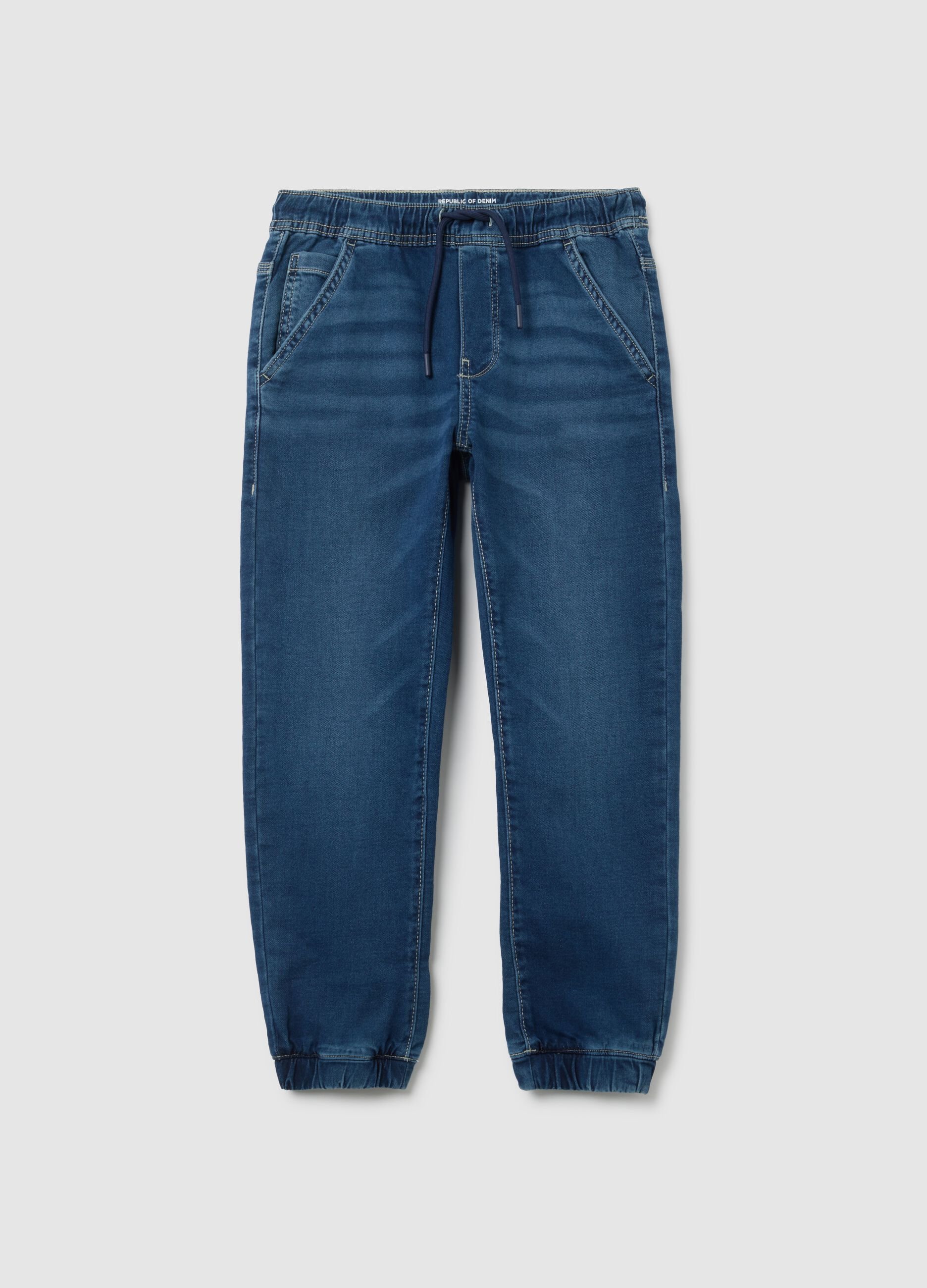 Boy's blue cotton regular fit jog denim