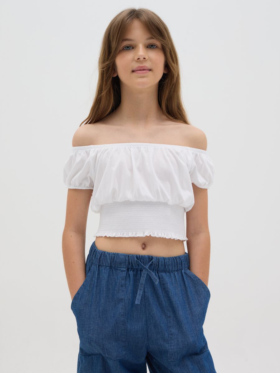 Girls' white pure cotton top in regular fit_0