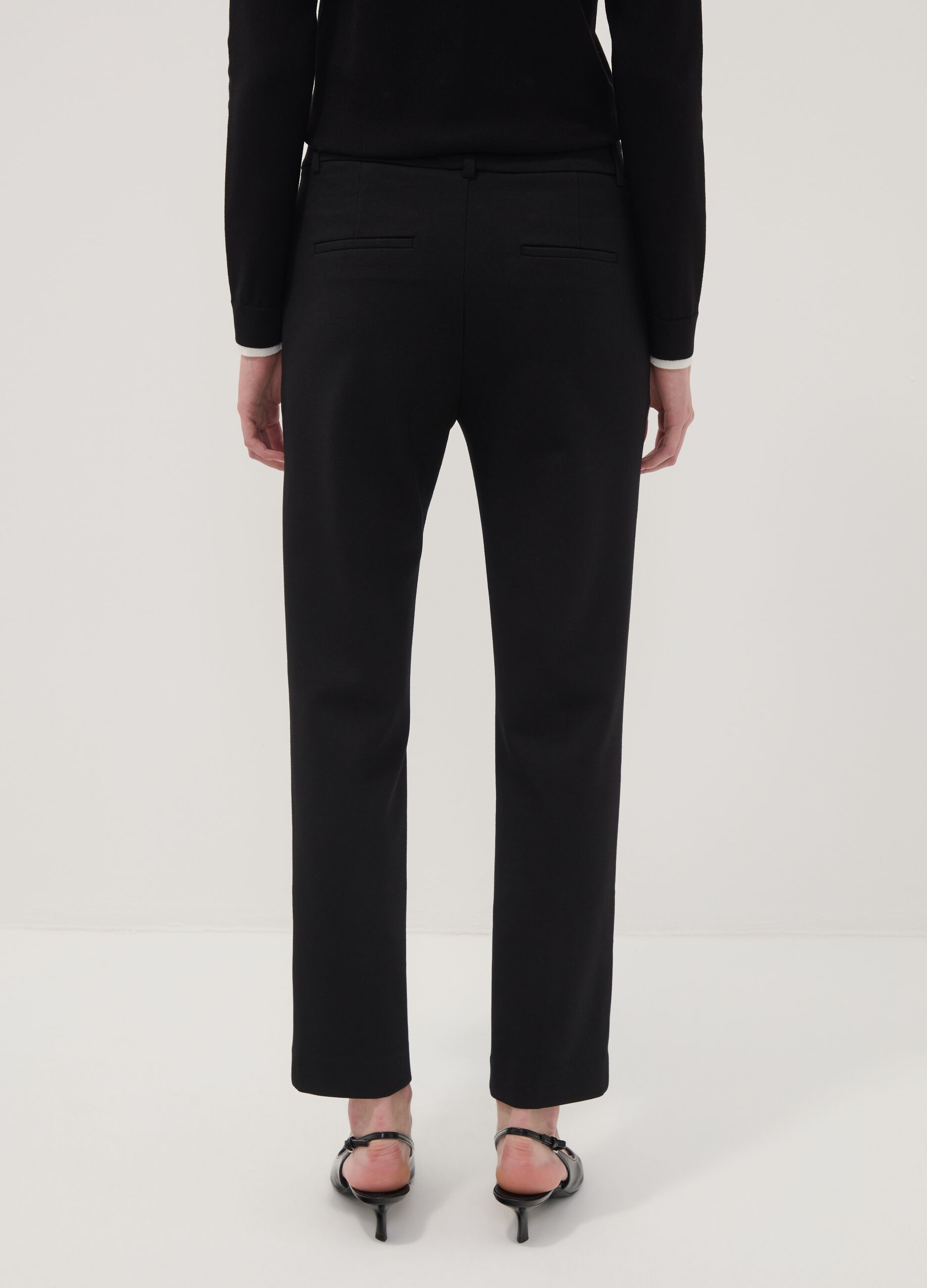 Black stretch viscose trousers