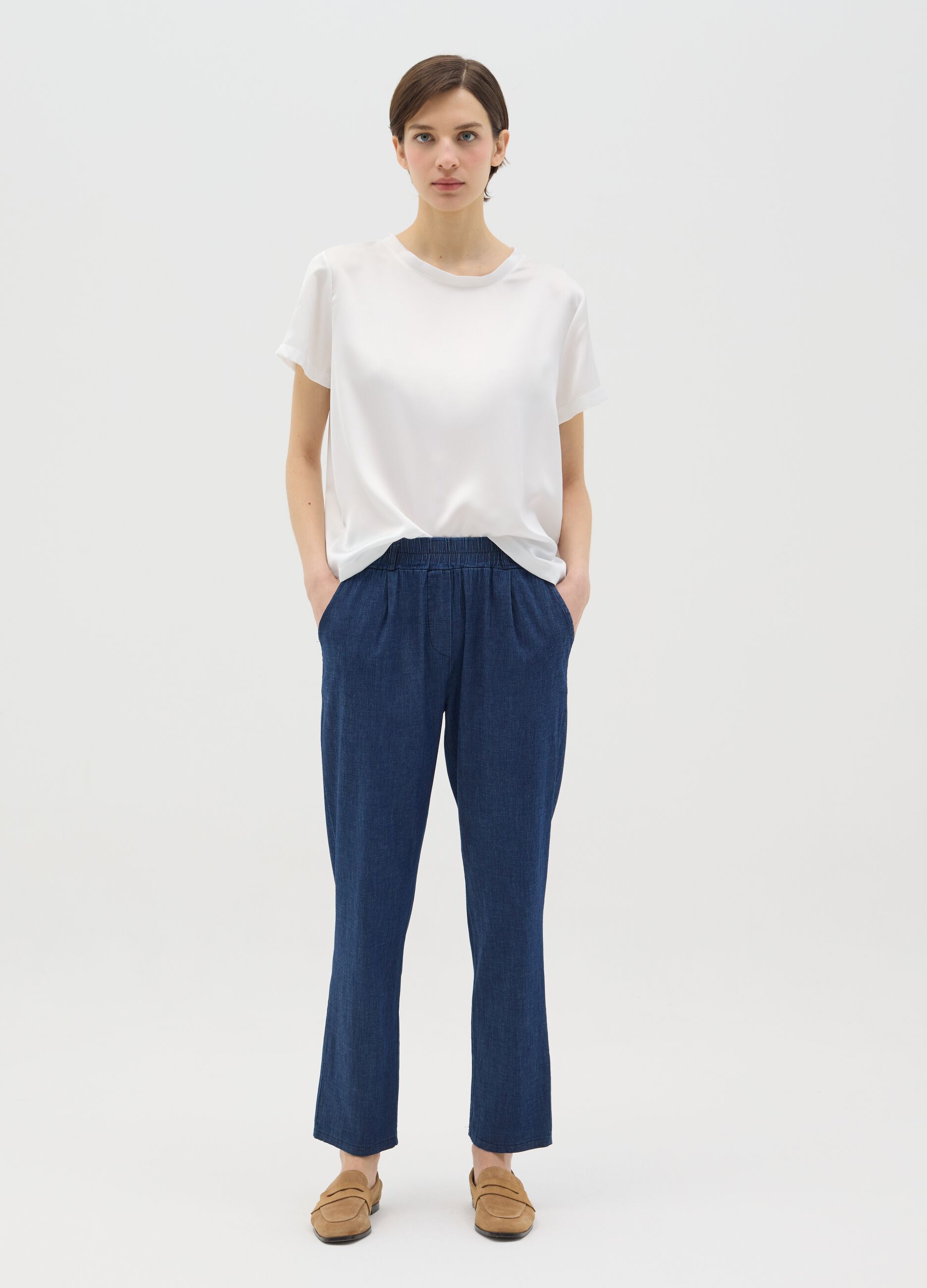 Stretch denim trousers