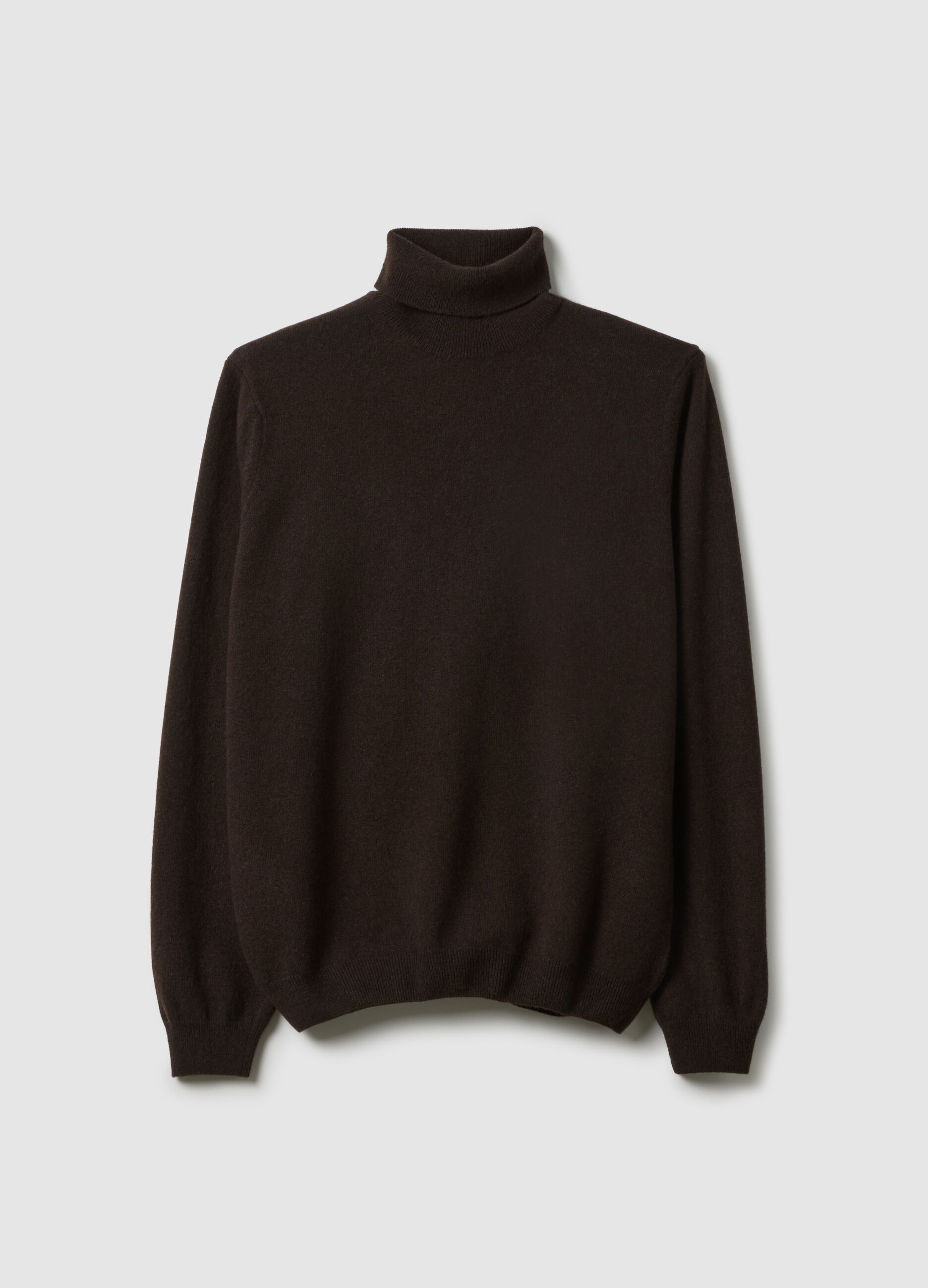 Brown high-neck lambswool turtleneck regular fit