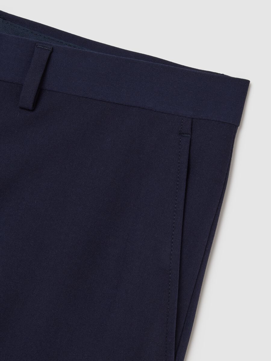 Blue Stretch Fabric Slim Fit Trousers_5