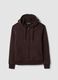 Felpa marrone in misto cotone fleece con cappuccio regular fit_0