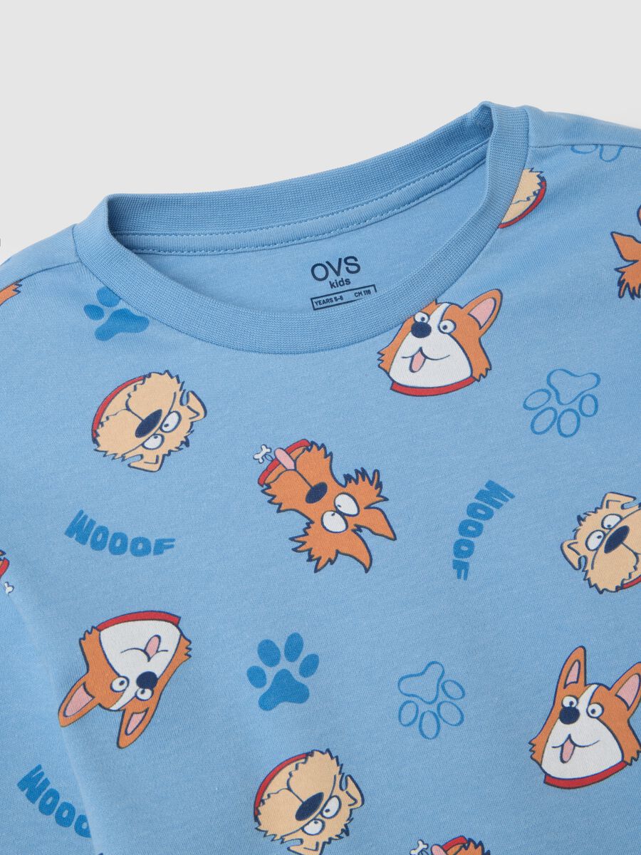 Blue children's pyjamas in pure cotton with print_2