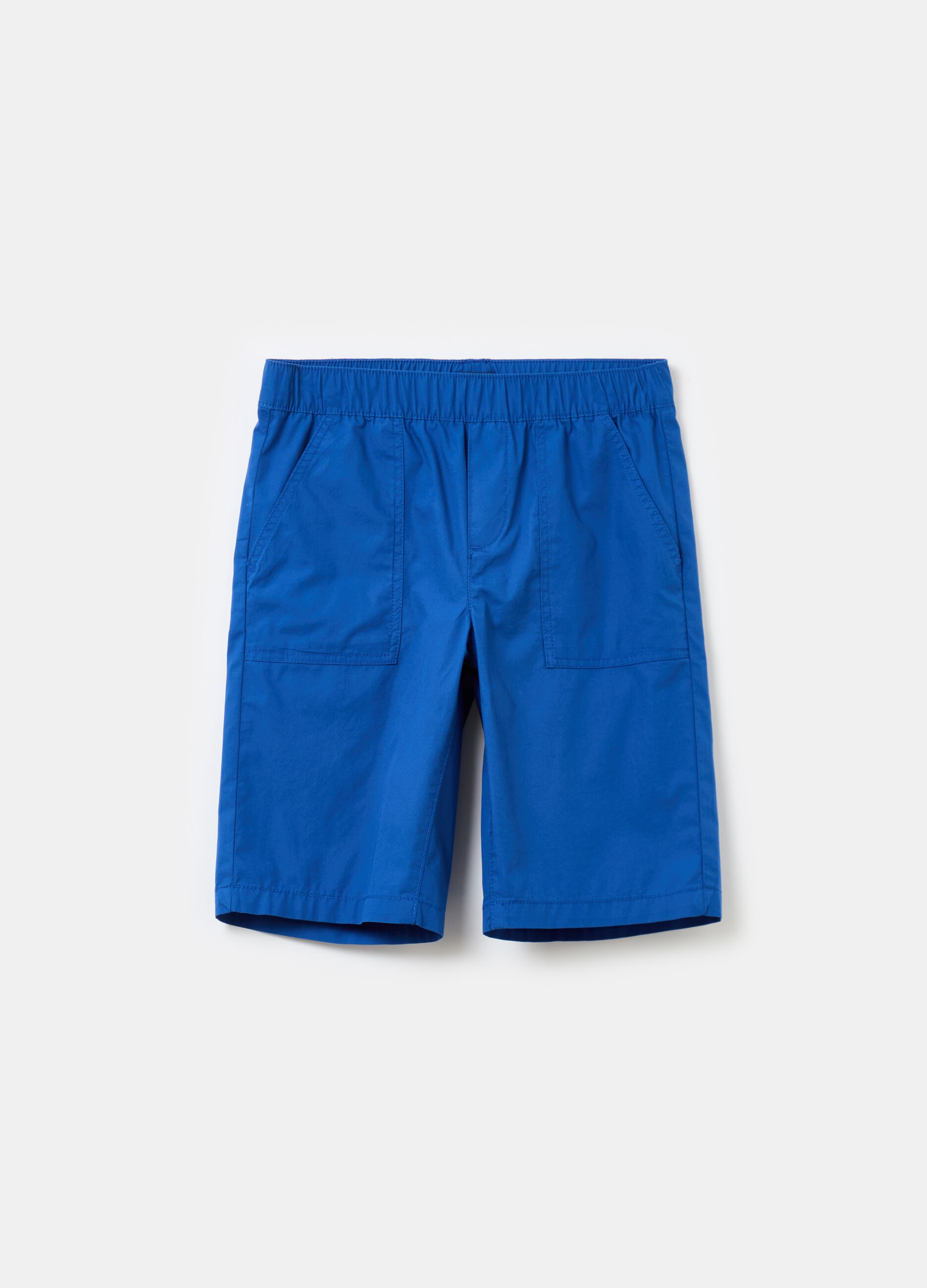 Pull-on Bermuda shorts in poplin